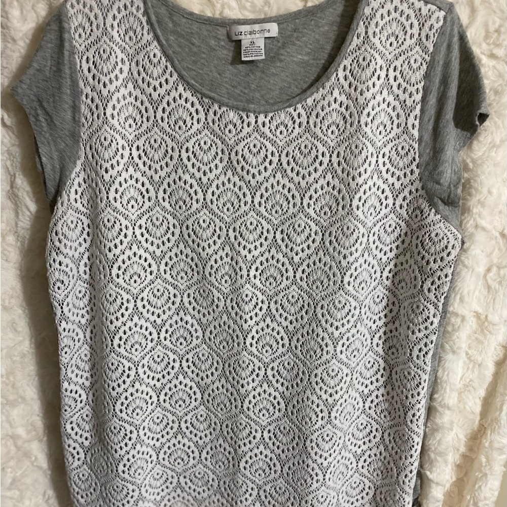 Gray and white dress top Size XL